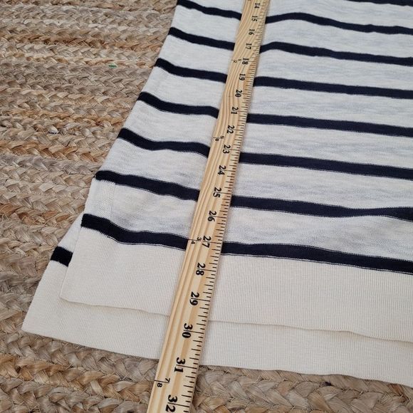 VINCE Navy & Ivory Striped Lightweight Cotton Long Sleeve Tunic Top Large - Picture 8 of 9